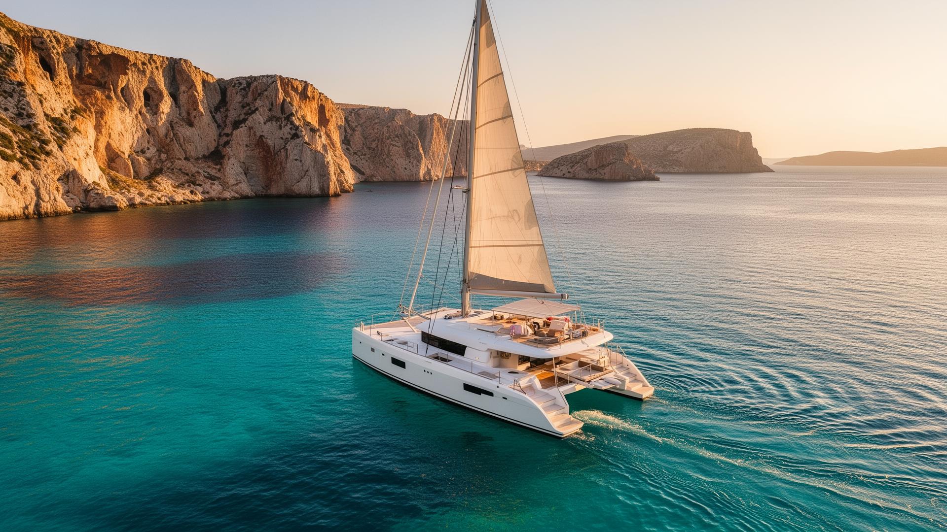 Catamaran Charter Greece — Luxury Skippered & Crewed Sailing — luxury catamaran sailing in the Greek islands